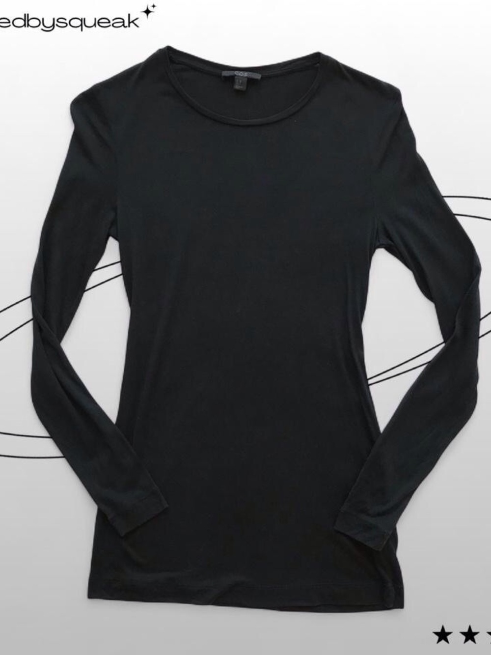 COS Black Silk Longsleeve Top Extra Small 100% Silk Minimalist Boho Goth